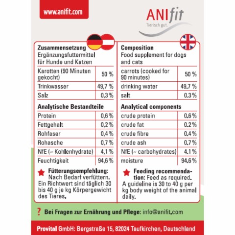 Hund Katze Nahrungsergänzungen Schonkost Hund Schonkost Katze Morosche Karottensuppe 390g 6 Stück -2- Anifit
