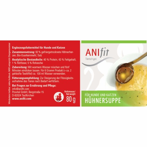Hund Katze B.A.R.F. Hundefutter Nahrungsergänzungen Snacks Hühnersuppe 80g 1 Stück -3- Anifit